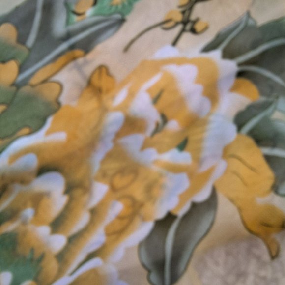 Liang Dian Vintage Scarf Florals Birds Silk Blend - Picture 5 of 8